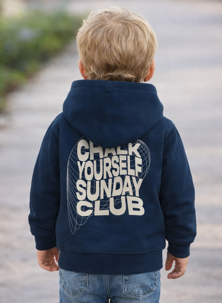 Kids Hoodie „Chalk Yourself Sunday Club“ – Navy