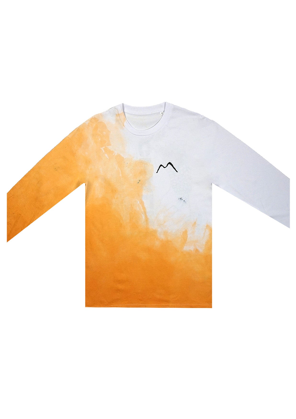 Fischi Orange – White Batik Longsleeve mit Print (Gr. M)