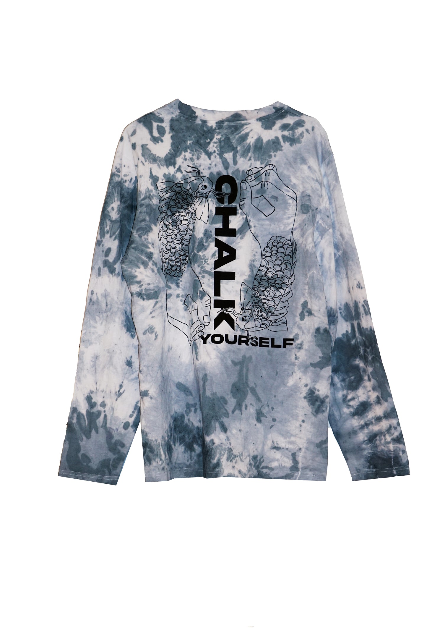 Fischi GraSch – White Batik Longsleeve mit Print (Gr. L)
