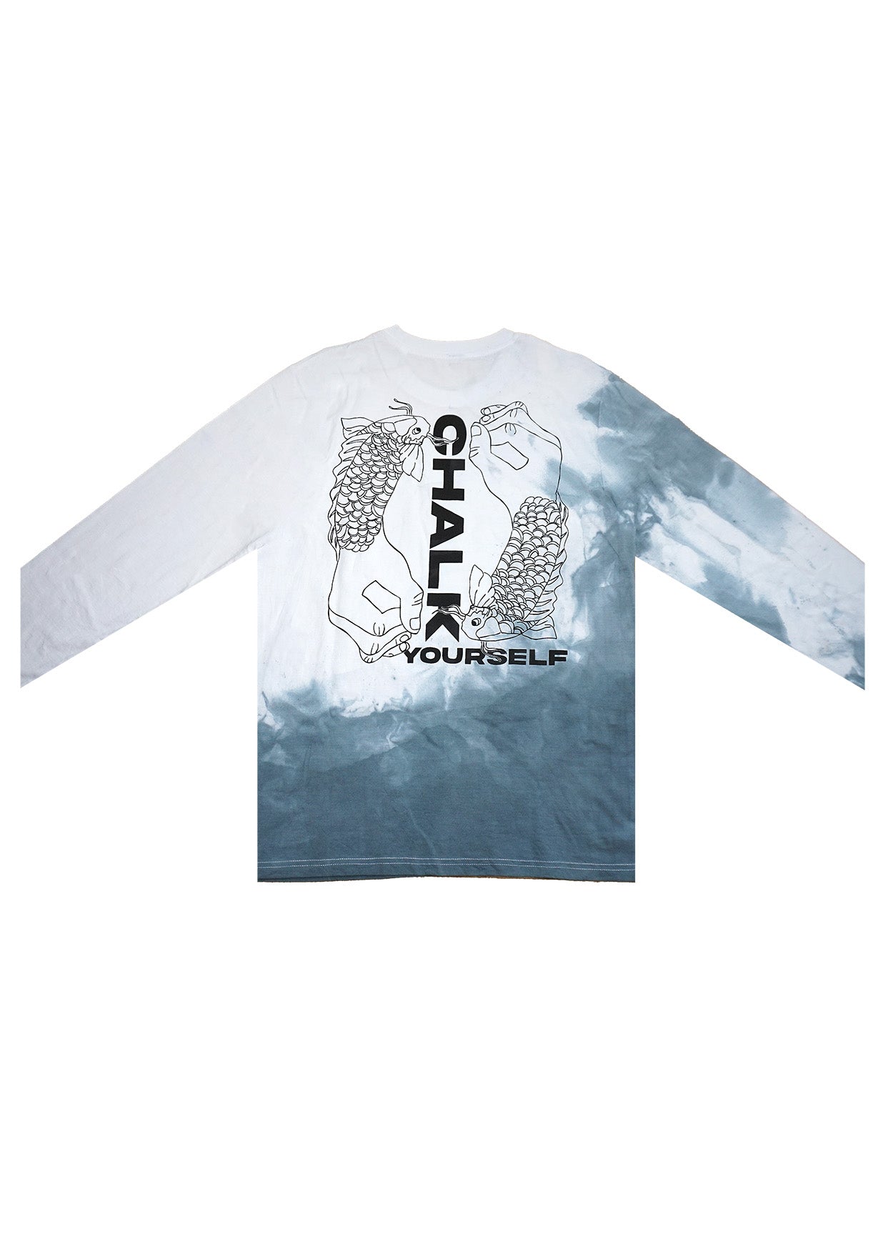 Fischi BluGre – White Batik Longsleeve mit Print (Gr. M)