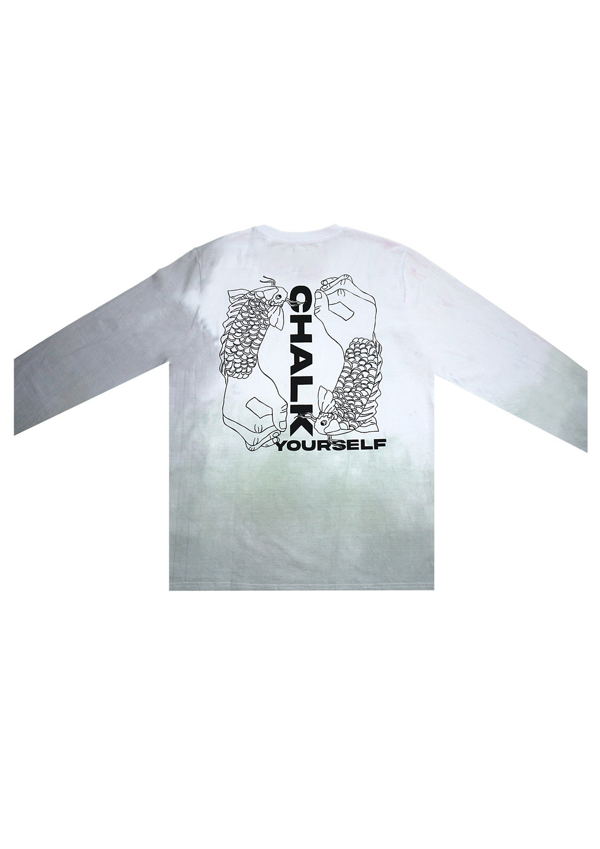 Fischi MinGre – White Batik Longsleeve mit Print (Gr. L)